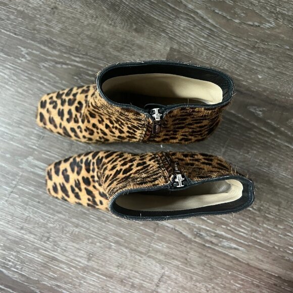 NEW Jimmy Choo Leopard Calf Hair Square Toe Ankle Booties - Picture 4 of 8